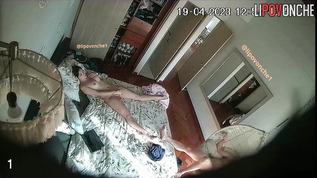 Brunette masturbating before sex with her mature lover