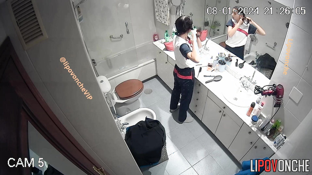 Pretty teen dressing up for the night party (bathroom video)