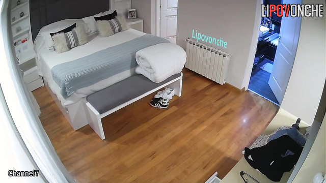 Long-haired girl walking on the flat with thinks about sex