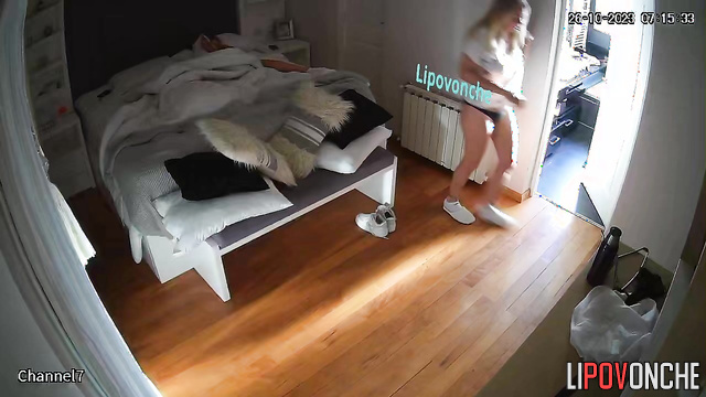 Lesbian couple dressing after long sleep together