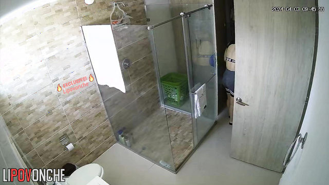 Pretty brunette wants to take a shower not alone