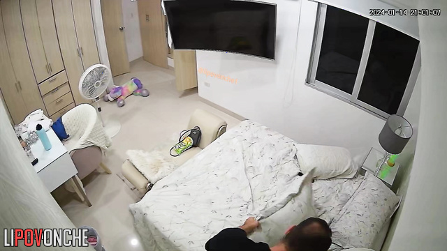 Chubby blonde eating snacks in her warm bed (during tv watching)
