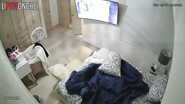Cozy family time with tv watching / hidden camera