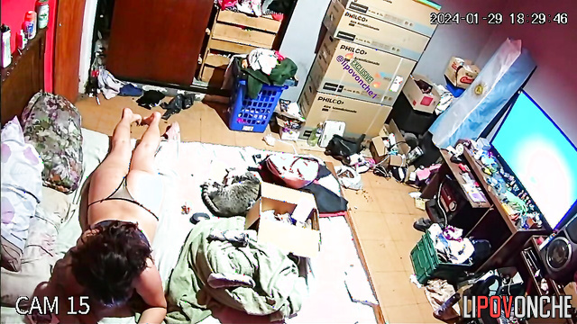 Unemployed whore is bored on the bed, watch now
