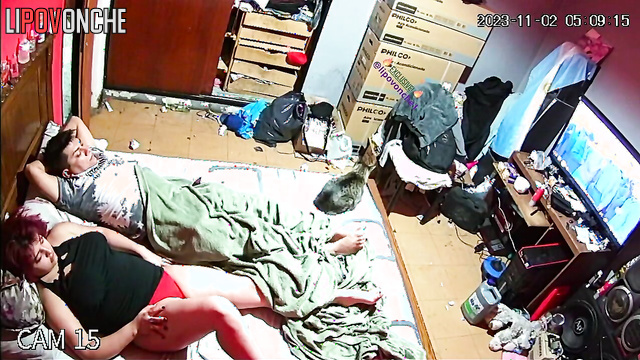 Chubby couple doesn't go to work and just fuck all day long