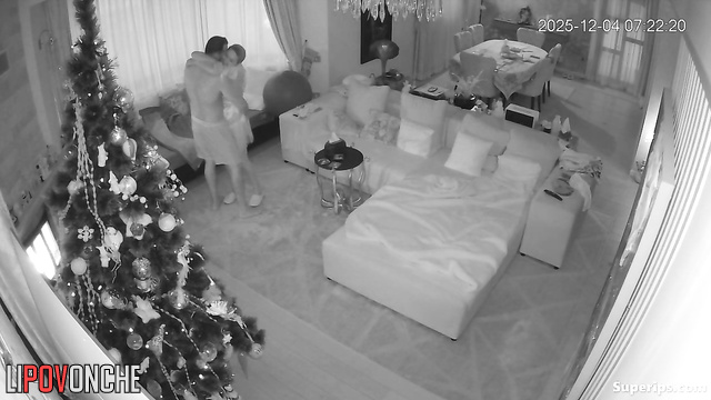 A young couple's Christmas dance by the tree turned into hot sex