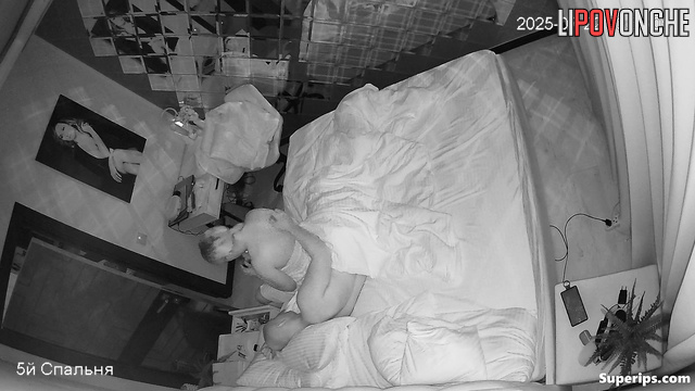 A bald husband passionately licks his wife's soft, seductive butt