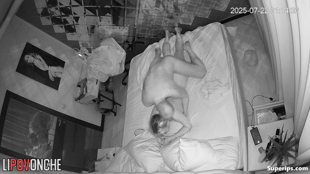 A bald husband passionately licks his wife's soft, seductive butt