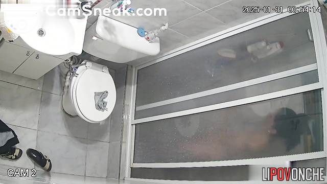 Slim brunette comes to shower and invites you to wash together