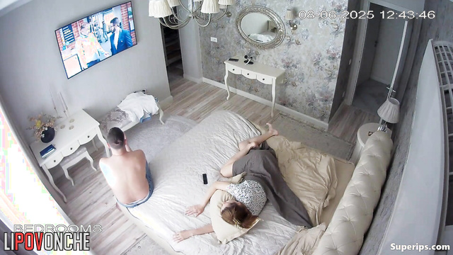 A cheerful husband put on his wife's panties before licking her cunt