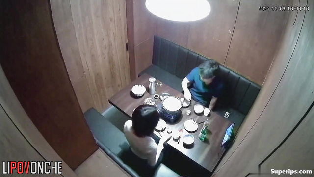 Asian couple (girlfriend and boyfriend) are having romantic dinner in cafe