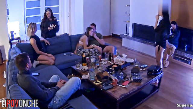 Young prostitutes dance seductively in front of clients before group sex