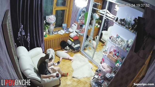 Teen girl takes off her panties to look at her hairy pussy in the mirror