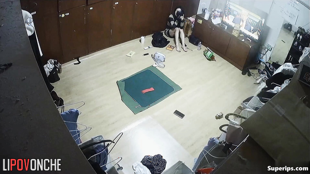 Seductive Korean girls undress in the family's shared recreation room