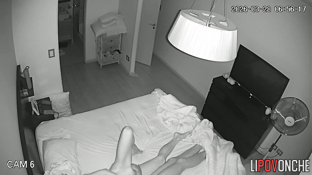 The young husband really enjoys playing with his slender wife's wet pussy