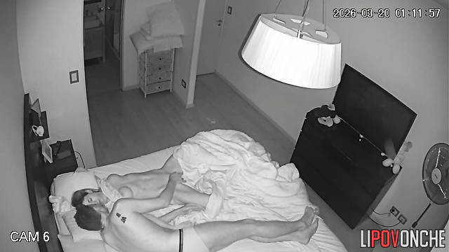 A young couple's tender caresses and passionate sex in the middle of the night