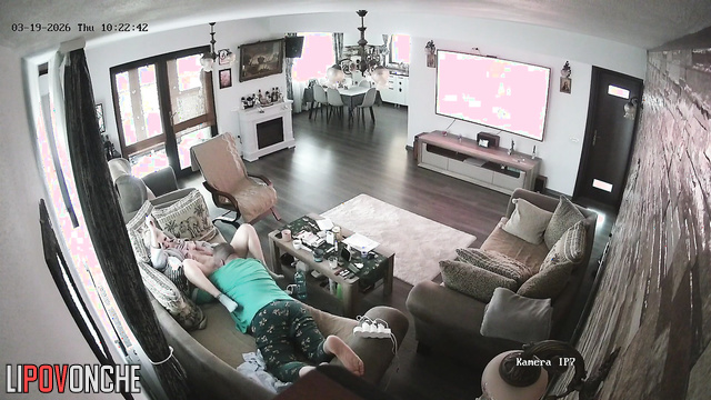 An elderly man takes a break from watching TV to lick his wife's hot pussy