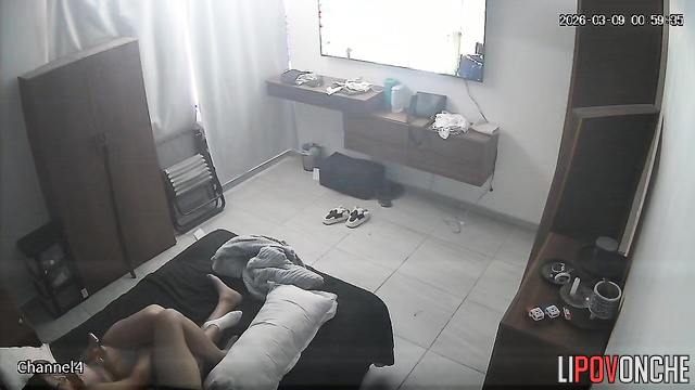 The aroused husband spreads his wife's sexy legs to lick her cunt