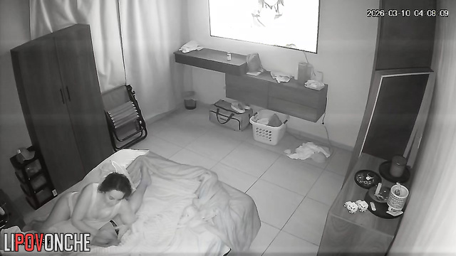 A cheerful wife playfully slaps her husband's erect cock before fucking