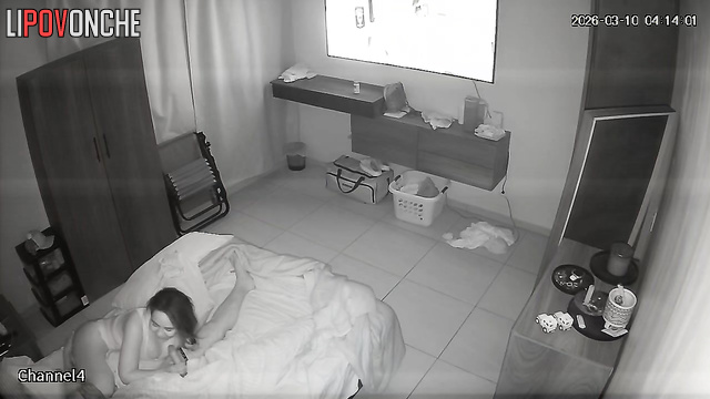A cheerful wife playfully slaps her husband's erect cock before fucking