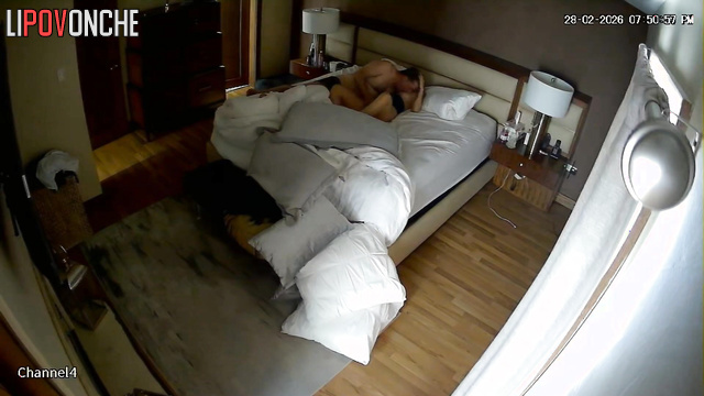 An aroused husband roughly fingers his sexy blonde wife's vagina