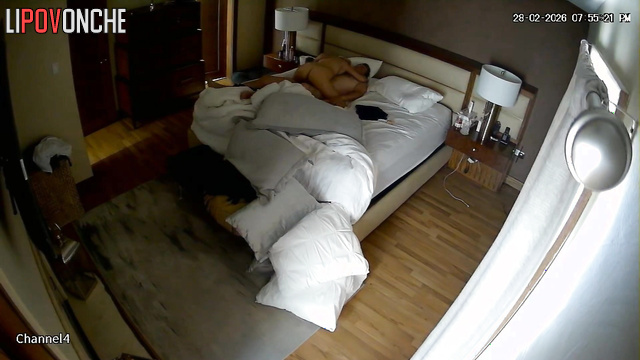 An aroused husband roughly fingers his sexy blonde wife's vagina