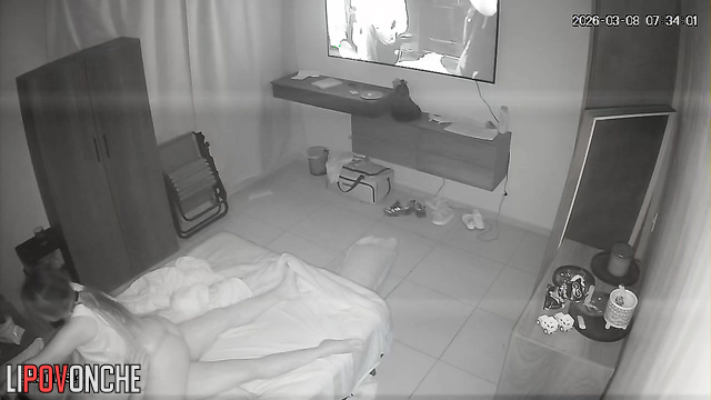The nerdy husband tenderly licks his sexy wife's sweet pussy
