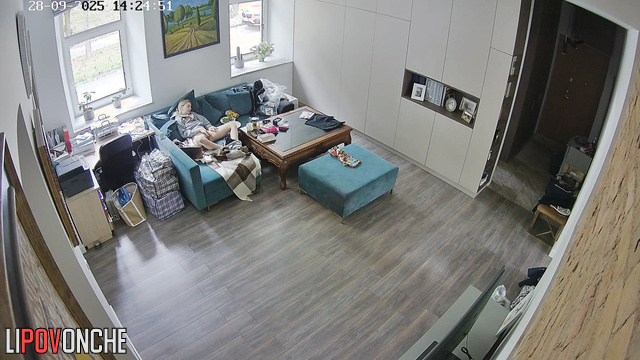 A sexy blonde took a break from watching a movie to bring herself to orgasm