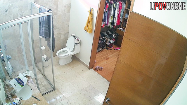 The pensive mommy completely undresses before sitting on the toilet