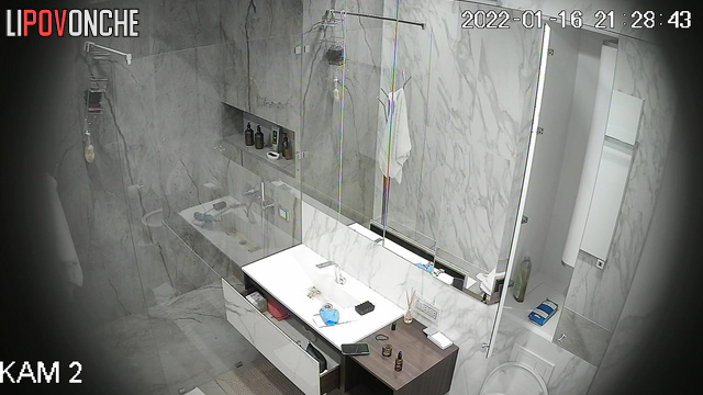 A skinny sporty girl is cleaning the bathroom completely naked