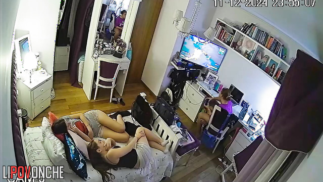 Three cute lesbians are getting undressed, getting ready for a little threesome