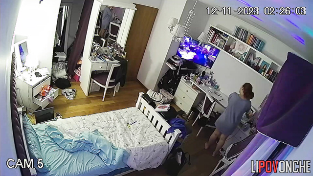 A  gorgeous girl turned on the holiday lights and stripped down to her panties