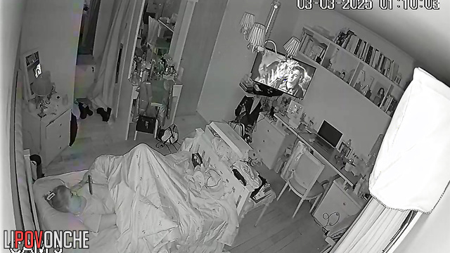 The masturbating beauty managed to pull up her panties before her mom turned around