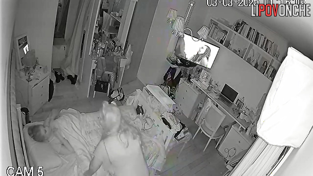 The masturbating beauty managed to pull up her panties before her mom turned around