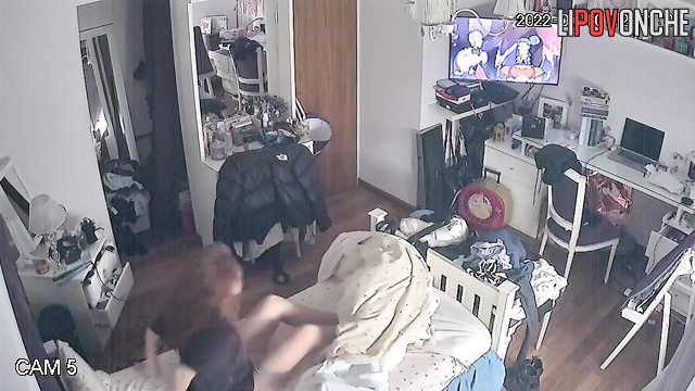 After her orgasm, the curious girl looks at her wet pussy in the mirror