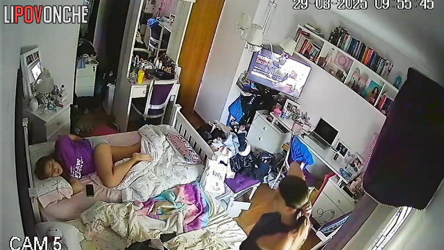 Upon waking up, two seductive lesbians bare their sexy breasts as they get dressed