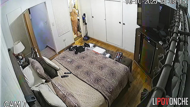 A naked girl opens all the doors in the room, unashamed of her nudity