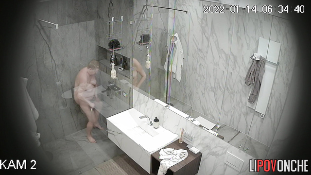 Chubby naked milf taking a shower with a hidden camera