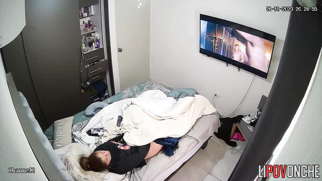 Brunette watching dirty porn and masturbating hot