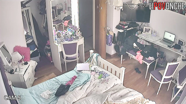 She likes all her outfits - solo bedroom camera, look