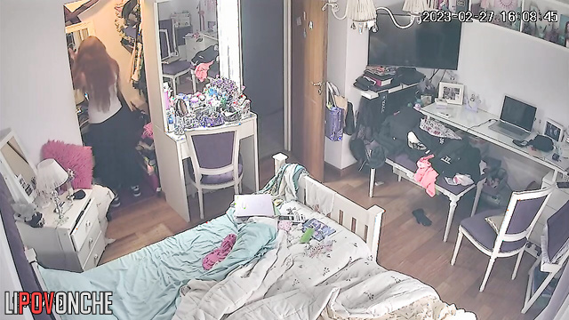 She likes all her outfits - solo bedroom camera, look