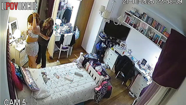 Mom helped her get dressed - bedroom hidden camera