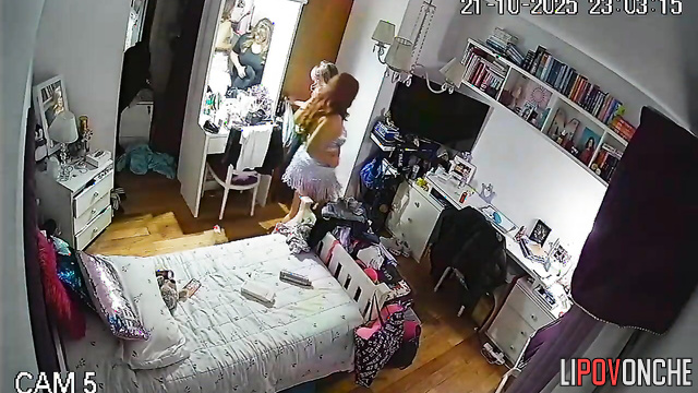 Mom helped her get dressed - bedroom hidden camera