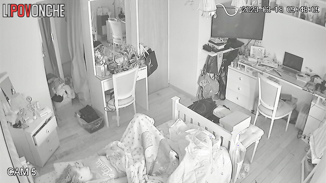 Babe hopes her parents don't enter the room, she masturbating