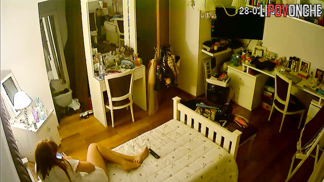 Redhead chubby hopes her parents don't enter the room