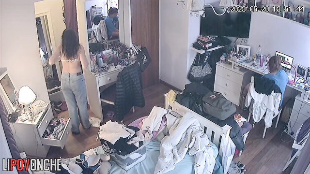 Chubby helped her friend fasten the bra, spy camera