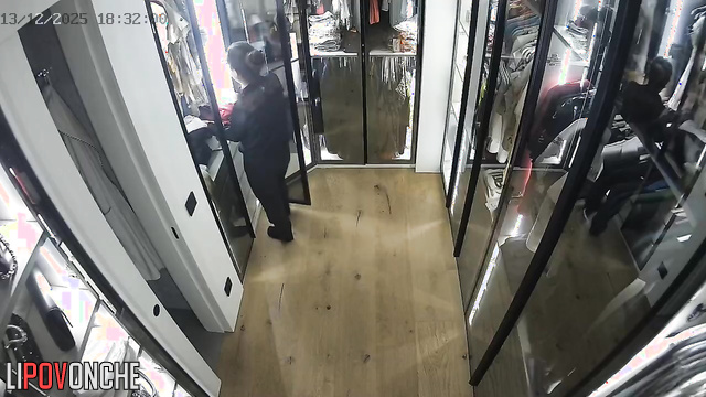 Girl in stockings and without any clothes on cleans in her dressing room
