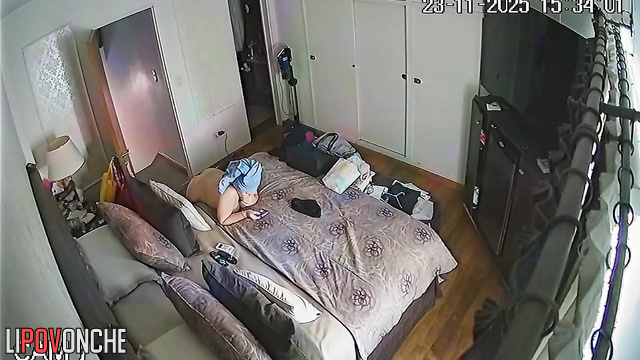 She have just finished shower routine and lays all fresh and nude on the bed