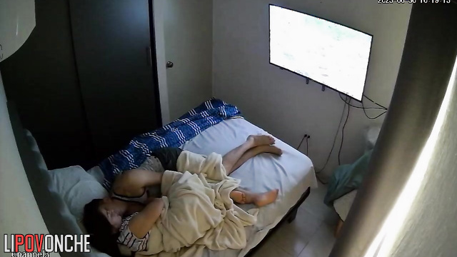 They were trying to sleep but juicy ass of his wife seduced him