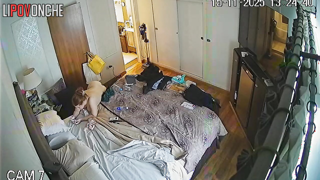 Look at private life of ginger chick with big ass in her bedroom